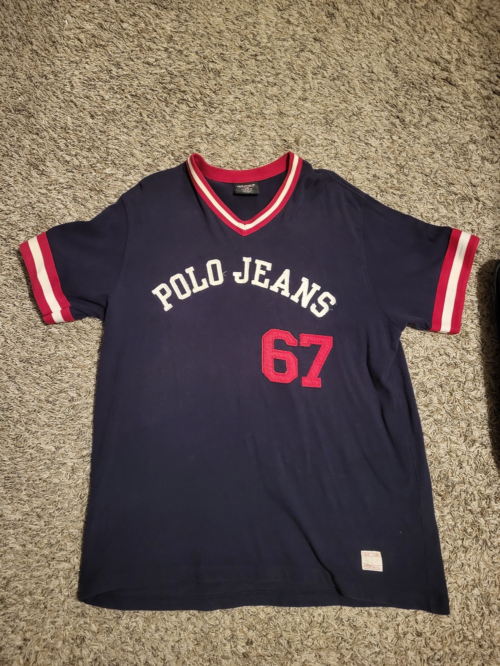 Vintage Ralph Lauren Polo Jeans Co. V Nexk Jersey Shirt Size XL